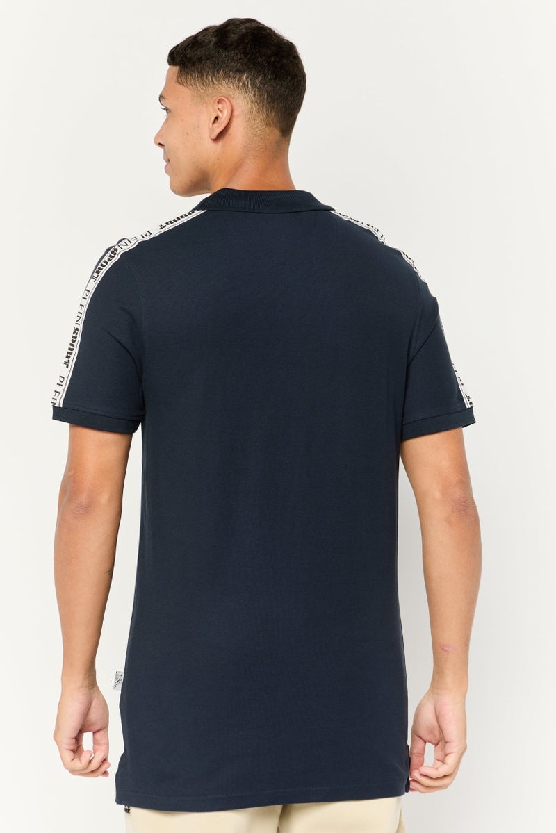 PHILIPP PLEIN Plein Sport Men Sportswear Fit Short Sleeves Outdoor Polo Shirt, Navy - Image 4