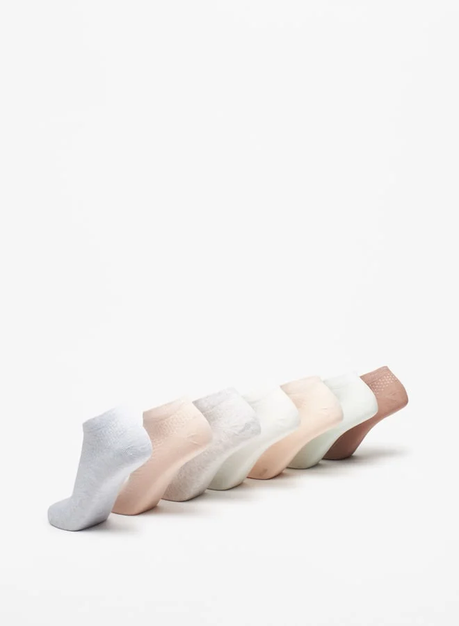Celeste Multicolour Textured Ankle Length Socks - Set of 7 for Women | Best Price UAE