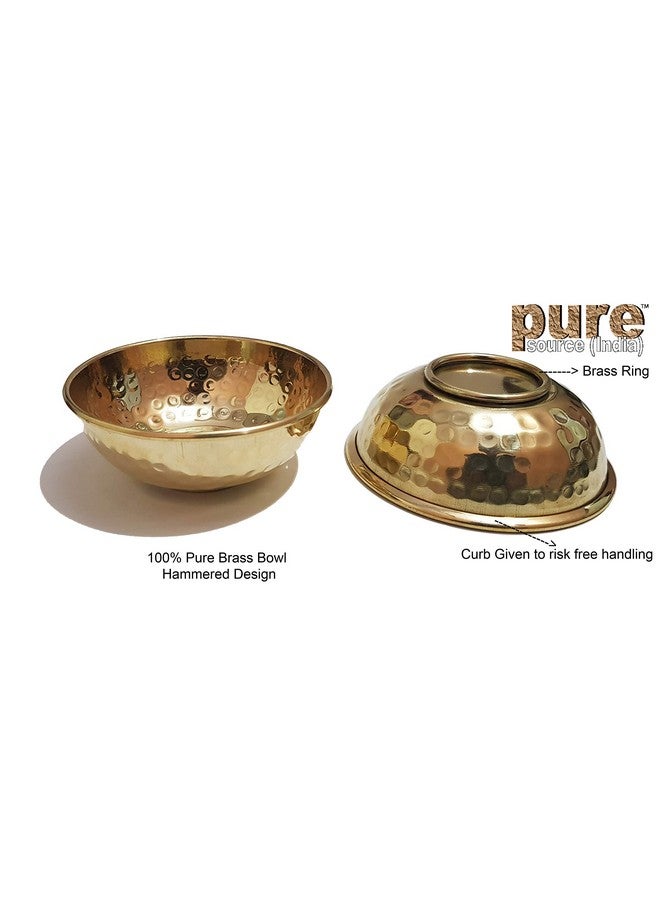 Pure Source India Brass Hammered Bowl (Gold, 150ml) - 6 Piece - Image 3
