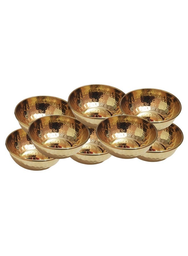 Pure Source India Brass Hammered Bowl (Gold, 150ml) - 6 Piece - Image 1