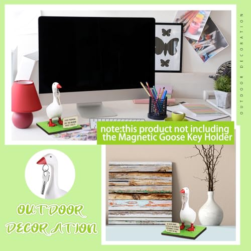 Relaxweex 10 Pcs Magnetic Goose Key Holder Wooden Base with Interchangeable Signs Writable Signs Chalk Accessories for Magnetic Key Holder Cute Resin Statue Decor(Goose Not Included) (Lovely) - Image 5