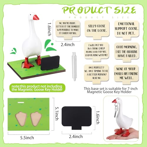 Relaxweex 10 Pcs Magnetic Goose Key Holder Wooden Base with Interchangeable Signs Writable Signs Chalk Accessories for Magnetic Key Holder Cute Resin Statue Decor(Goose Not Included) (Lovely) - Image 2
