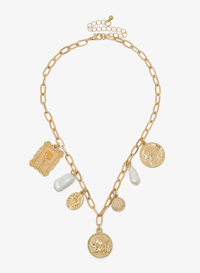 Ginger Gold Charm Detail Necklace