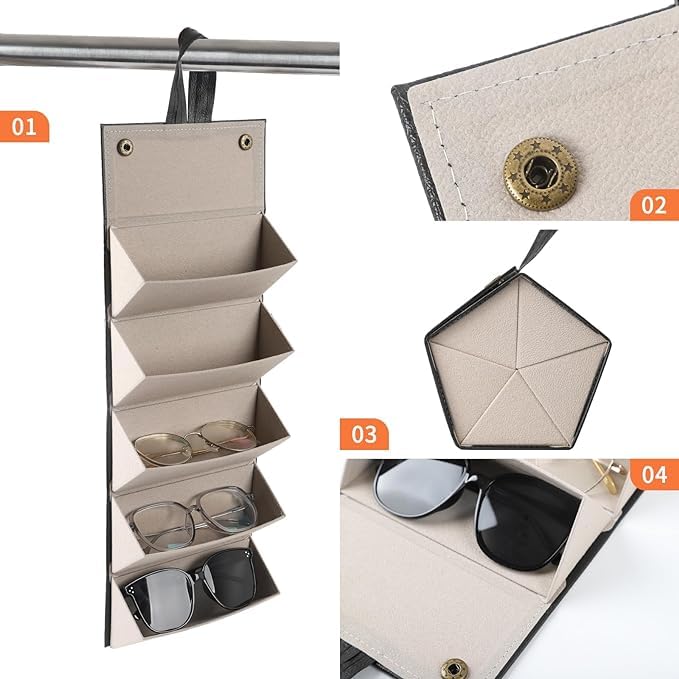 BOLDSTUFF Premium Sunglass Organizer - Travel Case for Multiple Pairs, Portable Sunglasses Case with Slots - Image 5