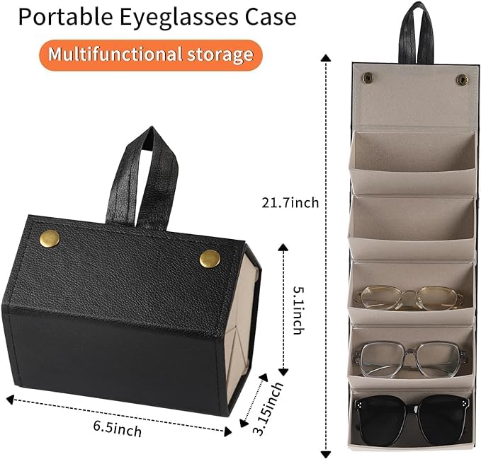 BOLDSTUFF Premium Sunglass Organizer - Travel Case for Multiple Pairs, Portable Sunglasses Case with Slots - Image 3