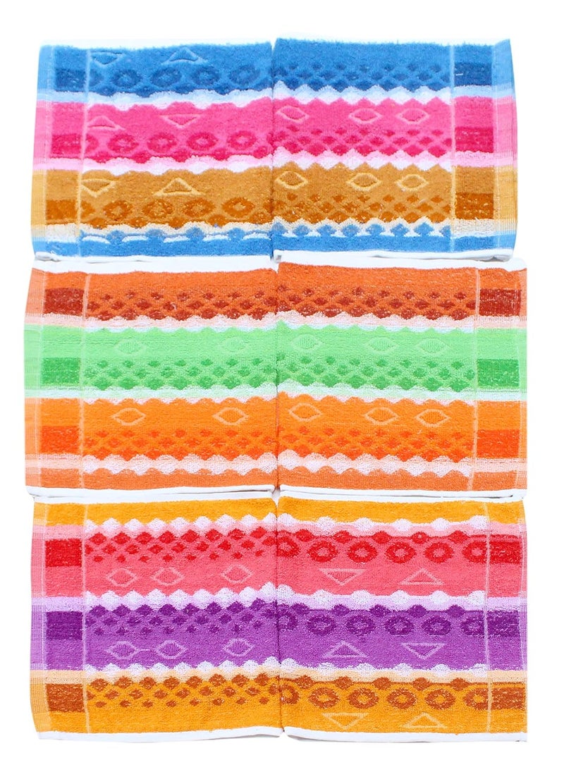 Mandhania SHT602 Cotton Daily Use Hand Towels 35 x 53 cm Pack of 6 Multicolor - Image 4