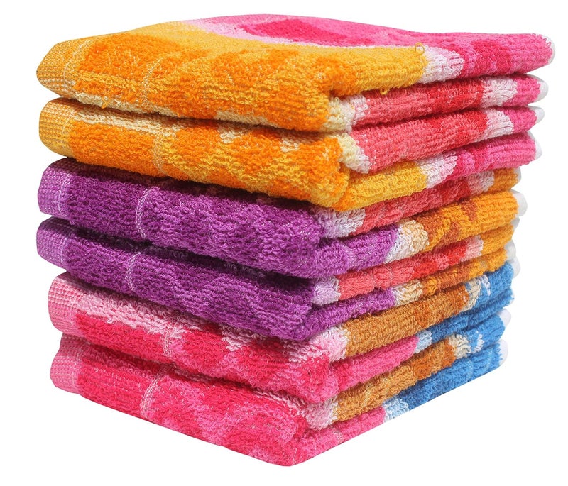 Mandhania SHT602 Cotton Daily Use Hand Towels 35 x 53 cm Pack of 6 Multicolor - Image 2