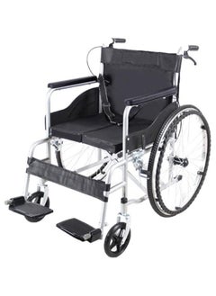 STARMED Starmed Lightweight Folding Manual Wheelchair Thickened Elderly Medline Adjustable Seat Cushion, With Handbrakes, 24 Inch Spoked Real Wheels, 7 Inch Front Wheels  - Image 1