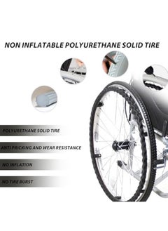 STARMED Starmed Lightweight Folding Manual Wheelchair Thickened Elderly Medline Adjustable Seat Cushion, With Handbrakes, 24 Inch Spoked Real Wheels, 7 Inch Front Wheels  - Image 3