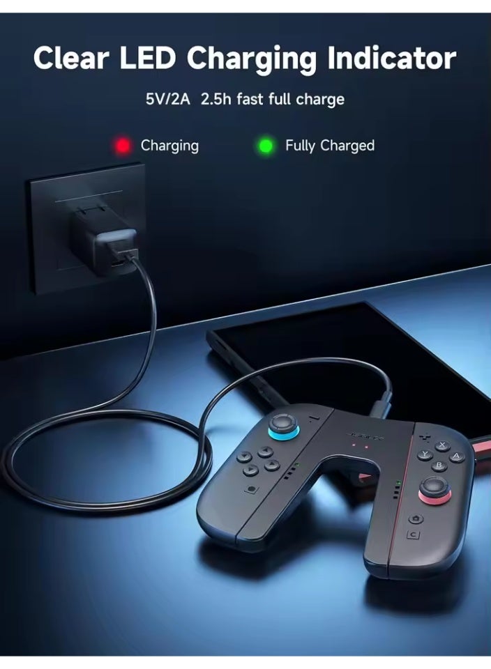 JSAUX Switch 2 Charging Grip Bundle, Magnetic Grip Controller, Play While Charging Compatible with Switch 2 Joycons Accessories - Image 4