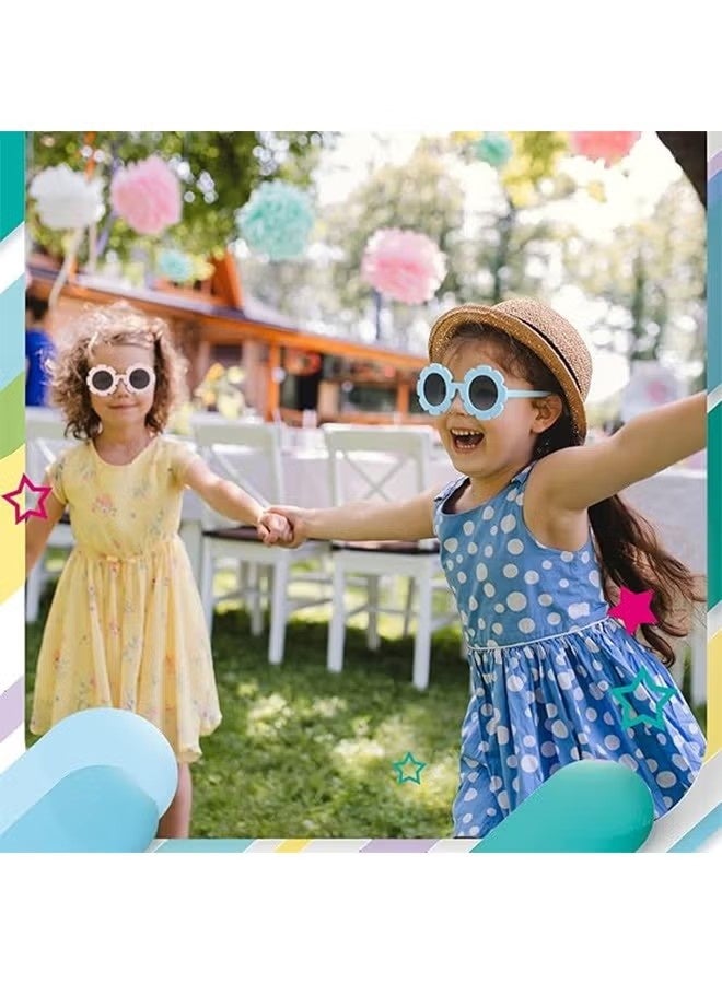 3-Piece Kids Flower Sunglasses, Girls Round Flower Glasses, Outdoor Beach Ultraviolet Protection Eyewear for Birthday Party Supplies - Image 4