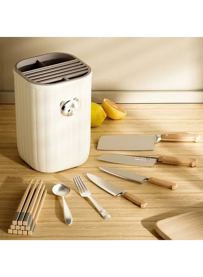 Cream Multipurpose Kitchen Organizer Rack For Knives Utensils And Spoons - Image 5