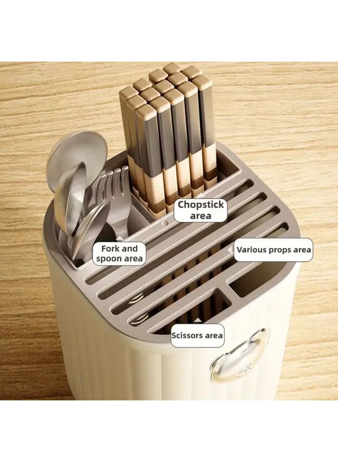 Cream Multipurpose Kitchen Organizer Rack For Knives Utensils And Spoons - Image 3
