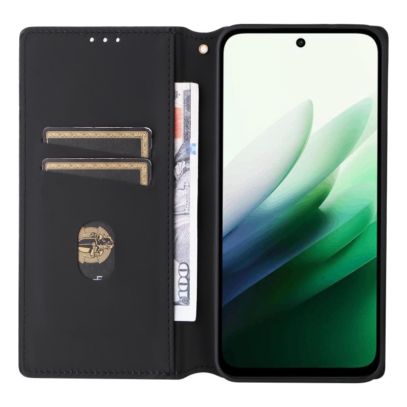 إيروريكس جراب هاتف جلدي قلاب بتصميم شبكي مكعب مقاس 169 مم لهاتف Redmi 15 5G Global / 15 4G SEA (أسود) - Image 4