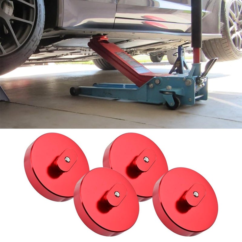 BILLFARO 4Pcs Red Jack PucksAluminum Jacking Puck Lifting Floor Jack Pad Point Adapter Pucks Adapter Essential Accessory for Safe Lifting for Corvette C5 C6 C7 C8 Stingray Z06 Zr1 19972024