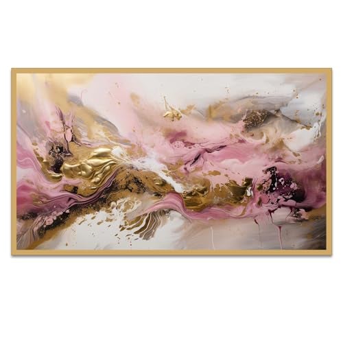 DEKORSTATION Abstract Background Pink and Gold Colorful Floating Frame Canvas Wall Painting for Home and Office Décor (24 Inch L x 12 Inch H) - Image 2