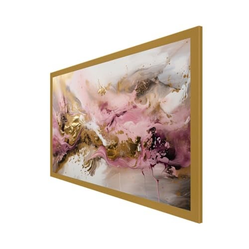 DEKORSTATION Abstract Background Pink and Gold Colorful Floating Frame Canvas Wall Painting for Home and Office Décor (24 Inch L x 12 Inch H) - Image 3