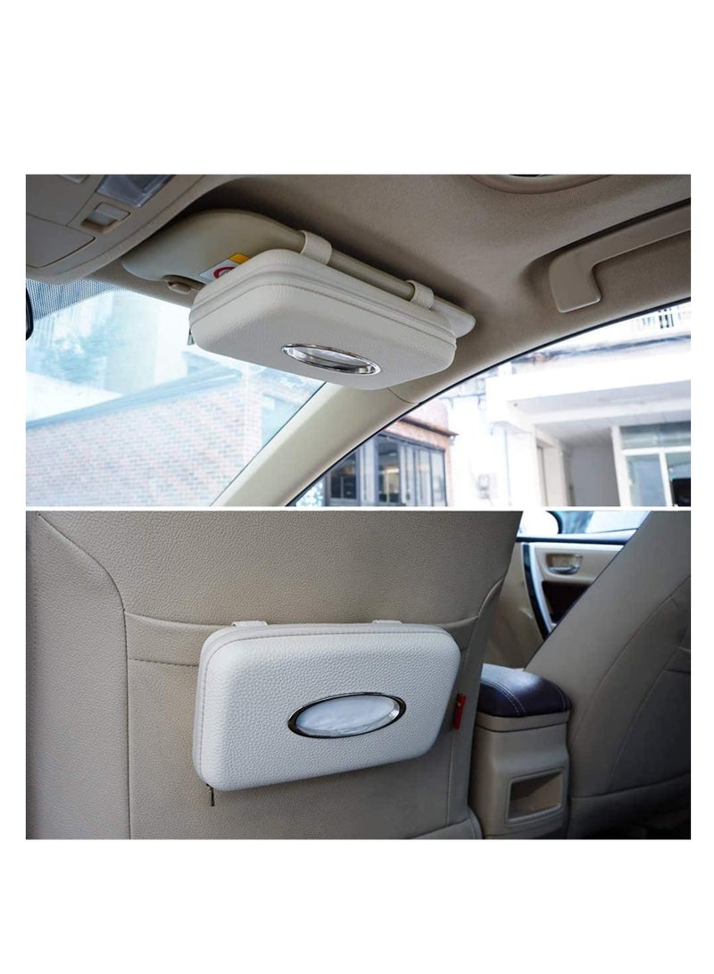 SYOSI Car Tissue Holder, Sun Visor Napkin Holder, Car Visor Tissue Holder, PU Leather Backseat Tissue Case Holder for Car, Door Back Seat Pocket Interior Accessories Vehicle (Beige)  - Image 3