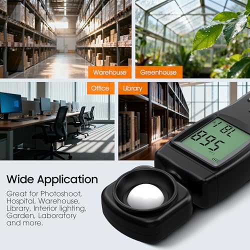 Ohcans Digital Illuminance Light Meter, 0~200,000 Lux Range with 180º Rotating Sensor Light Meter Foot Candles, Backlight LCD Display, Handheld Light Meter for Plants, Photography, Indoor, Film Camera - Image 5