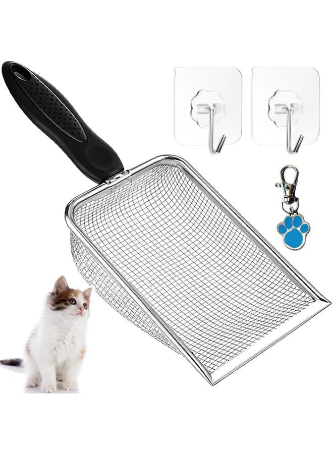 itPlus Cat Litter Scoop, Stainless Steel Cats Sturdy Mesh Scooper Kitty Litter Scoop with Long Handle Deep Shovel Sifter for All Litter Types Metal Cat Scooper for Litter Box - Image 1