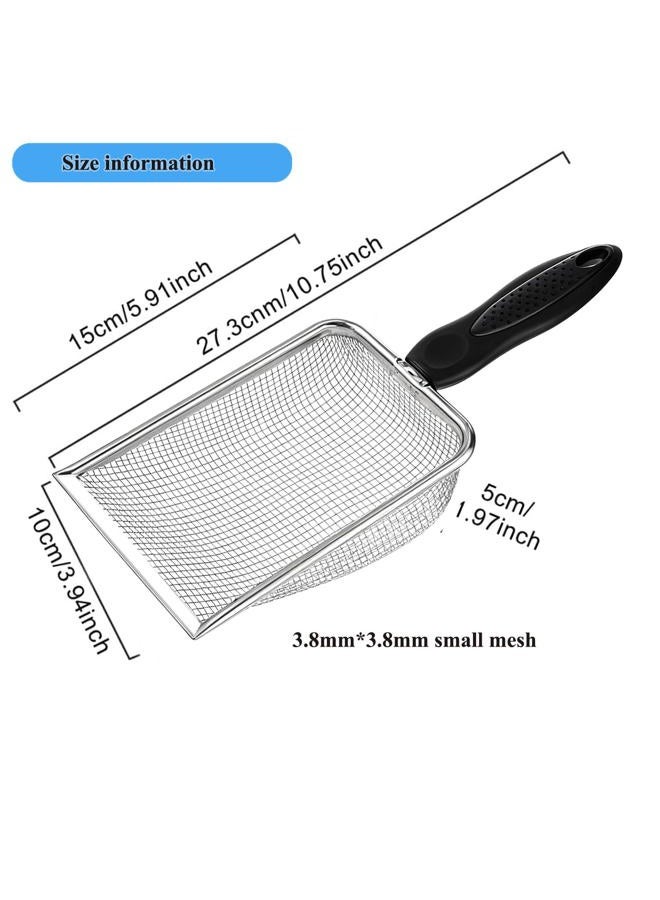itPlus Cat Litter Scoop, Stainless Steel Cats Sturdy Mesh Scooper Kitty Litter Scoop with Long Handle Deep Shovel Sifter for All Litter Types Metal Cat Scooper for Litter Box - Image 3