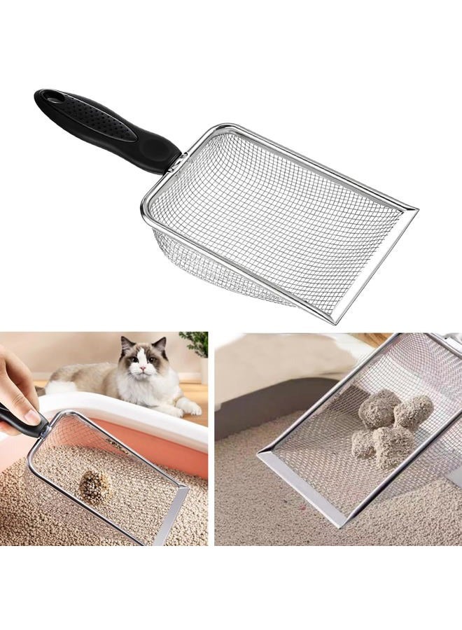 itPlus Cat Litter Scoop, Stainless Steel Cats Sturdy Mesh Scooper Kitty Litter Scoop with Long Handle Deep Shovel Sifter for All Litter Types Metal Cat Scooper for Litter Box - Image 5