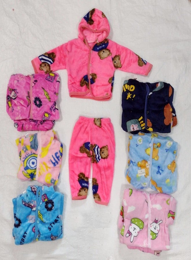 PIKIPOO طقم ملابس شتوية قطنية دافئة للأطفال من قطعتين من PIKIPOO (0-3 أشهر) (أزرق داكن) - Image 4