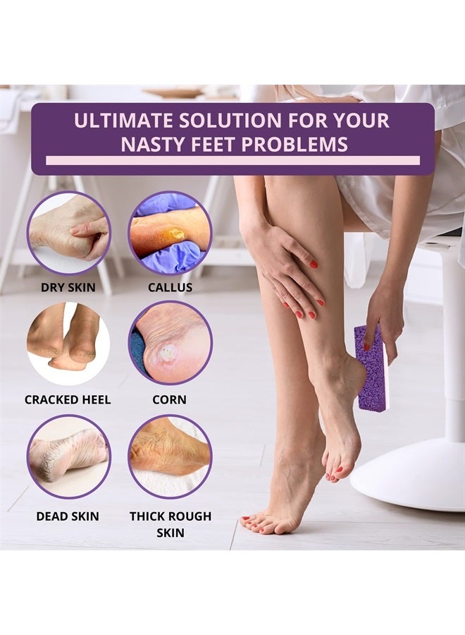 Love Pumice Love Natural Pumice Stone for Feet - Ultimate 2-in-1 Scrubber and Professional Exfoliating Rock for Feet Hands Body Care - Pumice Stone for Dead Skin & Callus Removal (Purple) - Image 3