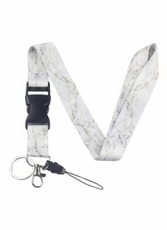 KASTWAVE Lanyard Strap, Soft Fabric Neck Lanyard Card Holder Keychain Lanyard Neck Strap Keys Lanyards Strap ID Lanyard Cell Phones Bags Accessories Quick Release Detachable Buckle, White Marble Style  - Image 1