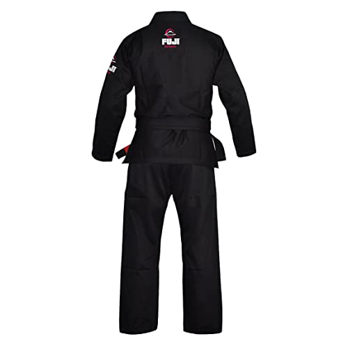 Fuji زي جيو جيتسو البرازيلية خفيف الوزن من فوجي، زي BJJ مع سترة قماش اللؤلؤ وحبال بونجي، أسود، مقاس A3 - Image 2