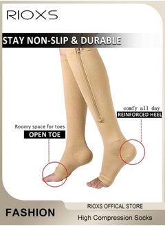 RIOXS 3 Pairs High Compression Socks for Mens and Womens Support Circulation Recovery Athletic Fit Running Splints Flight Travel Boost Endurance Protection Achilles Tendon  - Image 2