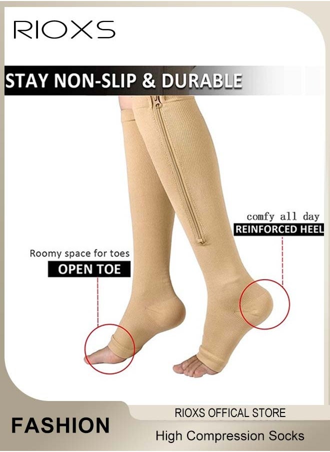 RIOXS 3 Pairs High Compression Socks for Mens and Womens Support Circulation Recovery Athletic Fit Running Splints Flight Travel Boost Endurance Protection Achilles Tendon  - Image 2