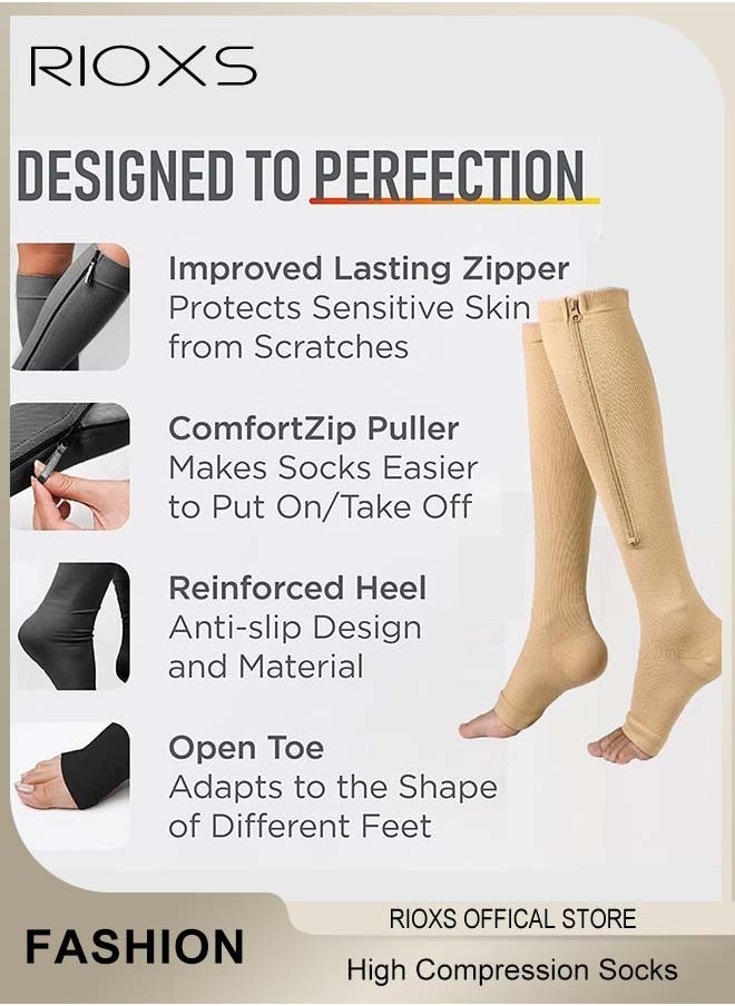 RIOXS 3 Pairs High Compression Socks for Mens and Womens Support Circulation Recovery Athletic Fit Running Splints Flight Travel Boost Endurance Protection Achilles Tendon  - Image 3