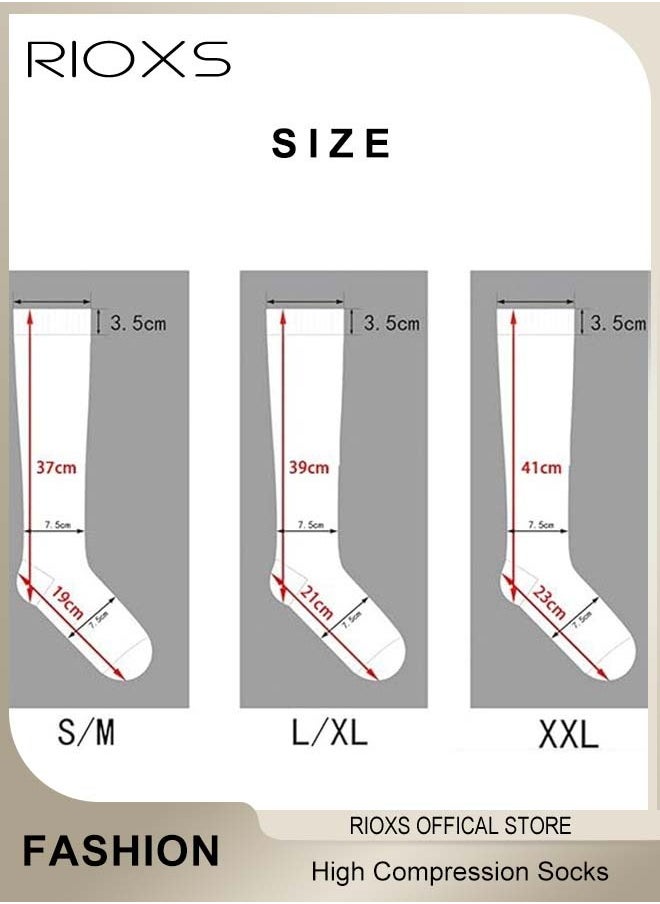 RIOXS - 3 Pairs High Compression Socks for Mens and Womens Support Circulation Recovery Athletic Fit Running Splints Flight Travel Boost Endurance Protection Achilles Tendon - Image 1
