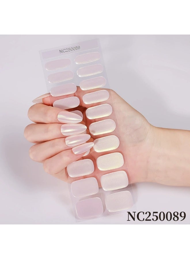 No-Cure Gel Nail Wraps – Waterproof Solid Color – Includes 22 Strips, Nail File & Wooden Stick – No UV/LED Lamp Needed, Easy to Apply & Remove - Image 1