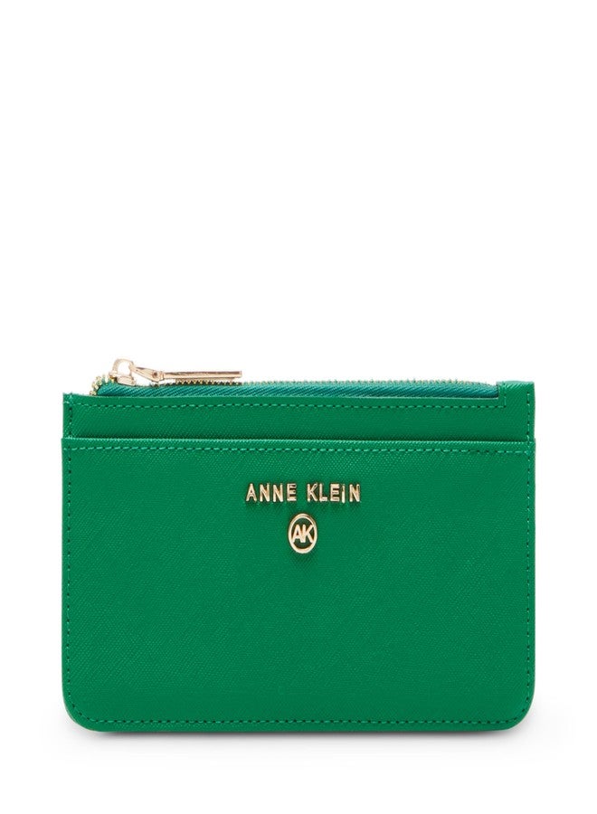ANNE KLEIN AK logo top zip pouch, Fern, X-Small - Image 1