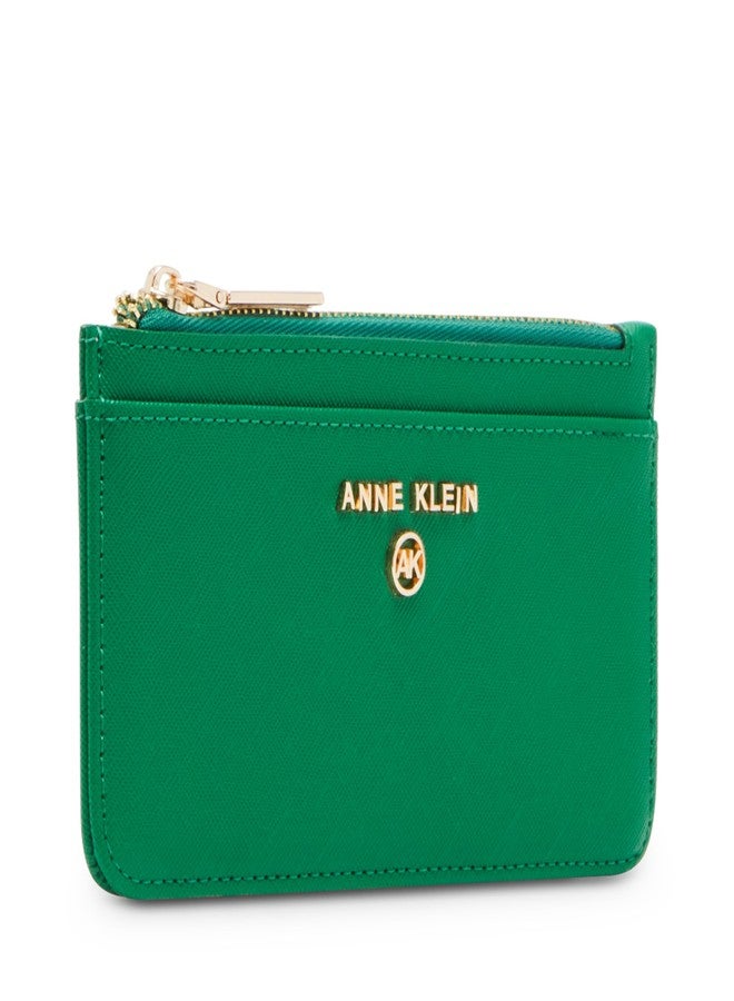 ANNE KLEIN AK logo top zip pouch, Fern, X-Small - Image 2