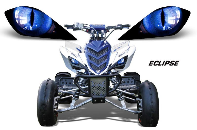 AMR Racing غطاء ملصق رسومات عيون مصابيح ATV من AMR Racing متوافق مع ياماها رابتور 700/250/350 - أزرق إكليبس - Image 2
