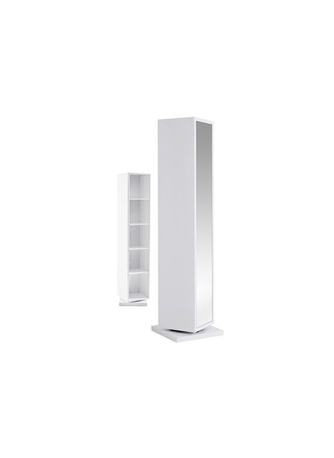 AtoZ Furniture - Rotating Mirrored Shoe Cabinet in White Color - Image 1