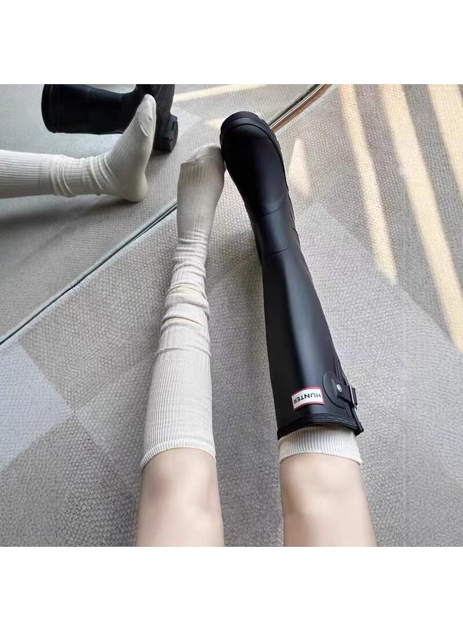 Bluejw Autumn And Winter Foot Socks Miu Style Stacked Socks Boots Stitching All-match Slimming Vertical Stripe Stacked Socks Over-the-knee Socks Pressure Socks  - Image 4