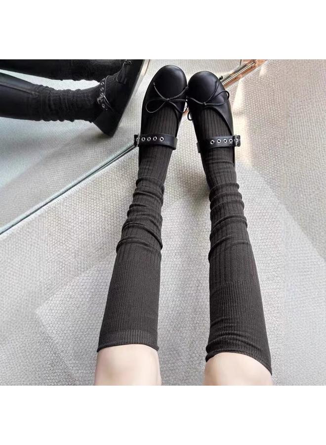 Bluejw Autumn And Winter Foot Socks Miu Style Stacked Socks Boots Stitching All-match Slimming Vertical Stripe Stacked Socks Over-the-knee Socks Pressure Socks  - Image 5