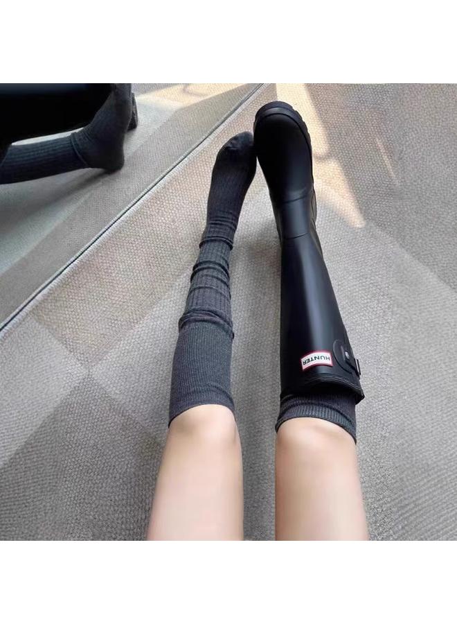 Bluejw Autumn And Winter Foot Socks Miu Style Stacked Socks Boots Stitching All-match Slimming Vertical Stripe Stacked Socks Over-the-knee Socks Pressure Socks  - Image 2