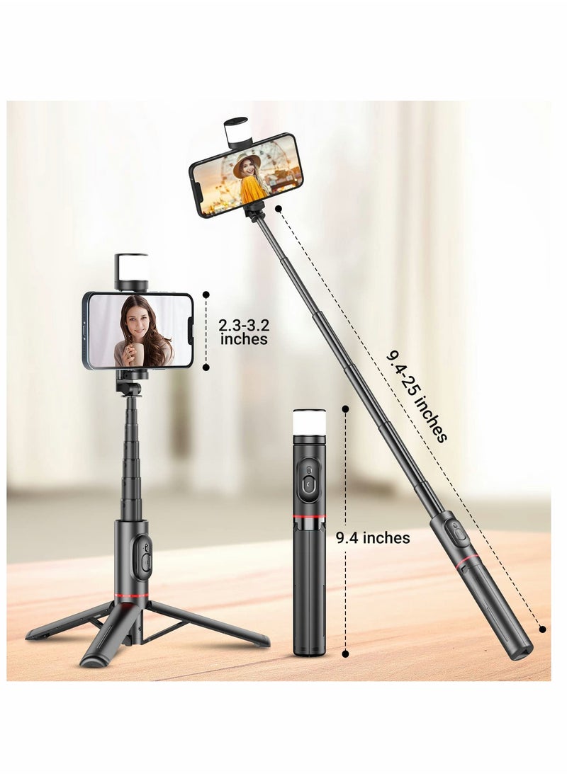 SYOSI - Bluetooth Selfie Stick Tripod 270 Rotation Extendable 3 in 1 Aluminum with Fill Light Mobile Phone Bluetooth Self Timer Rotating Fill Light Tripod Live Broadcast Support for iPhone Android (Pink) - Image 1