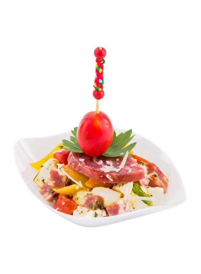 Restaurantware 3.5 x 4.5 Dessert Plates, 100 Small Cocktail Plates - Square, Wavy Edges, White Plastic Disposable Appetizer Plates, Holds Sauces And Dips, For Wedding, Or Birthday Parties - Image 2