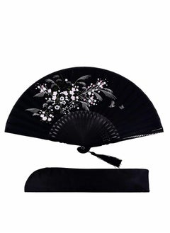 Y&D Folding Fan, 8.27"(21cm) Hand Held Bamboo Silk Fan Chinese/Japanese Charming Elegant Vintage Retro Style  - Image 1