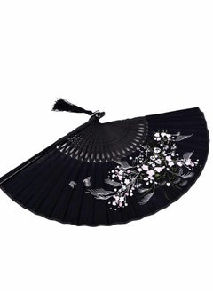 Y&D Folding Fan, 8.27"(21cm) Hand Held Bamboo Silk Fan Chinese/Japanese Charming Elegant Vintage Retro Style  - Image 4
