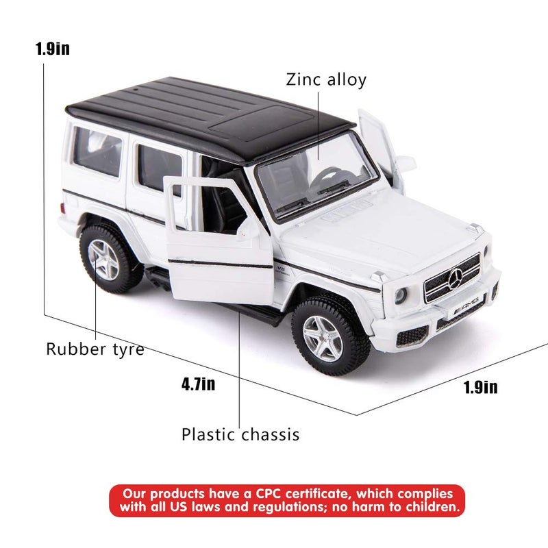 TGRCM-CZ 1:36 Scale Benz G63 Car Model for Kids, Alloy Pull Back G Wagon Vehicles Toy Car for Toddlers Kids Boys Girls Gift (White) - Image 2