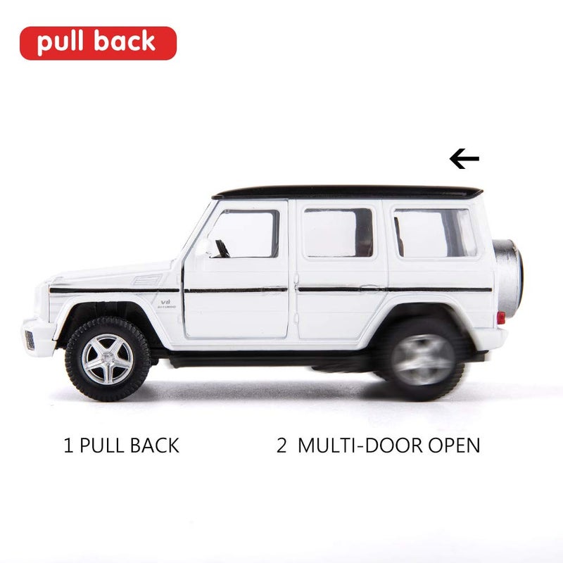 TGRCM-CZ 1:36 Scale Benz G63 Car Model for Kids, Alloy Pull Back G Wagon Vehicles Toy Car for Toddlers Kids Boys Girls Gift (White) - Image 3