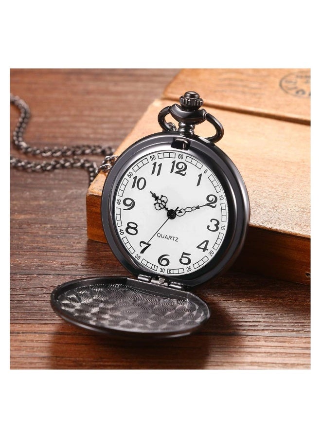 Retro Pocket Watch Classic Smooth Vintage Quartz Pocket Watch Set of 2 Classic Pocket Watch - Image 3
