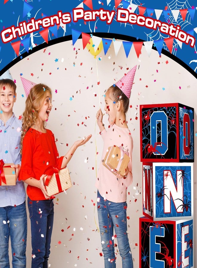 Feifeiya 3 Pcs Spider 1st Birthday Decoration Spider Theme Balloon Boxes One Baby Letter Box Theme One Blocks for Boy First Birthday Party Decoration Backdrop Photoshoot Props - Image 2